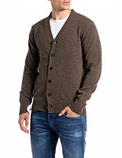 REPLAY Herren UK8513 Strickjacke, 416 Dark Brown, M von Replay