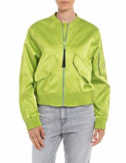 Replay Damen Blouson Jacke mit Reißverschluss, Acid Green 636 (Grün), L von Replay