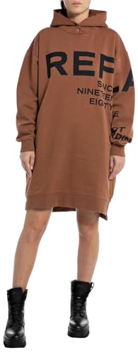 Replay Damen Hoodie Kleid mit Kapuze, Brandy 524 (Braun), L von Replay