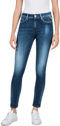 Replay Damen Jeans Luzien Skinny-Fit Hyperflex White Shades mit Stretch, Blau (Medium Blue 009), 25W / 30L von Replay