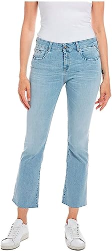 Replay Damen Jeans Schlaghose Faaby Flare Crop Comfort-Fit mit Power Stretch, Blau (Super Light Blue 011), W30 von Replay