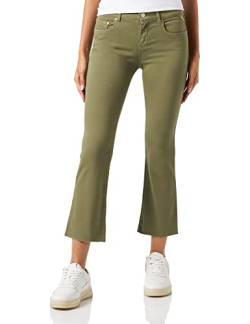 Replay Damen Jeans Schlaghose Faaby Flare Crop Flare-Fit, Light Military 833 (Grün), 30W von Replay