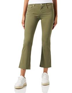 Replay Damen Jeans Schlaghose Faaby Flare Crop Flare-Fit, Light Military 833 (Grün), 26W von Replay