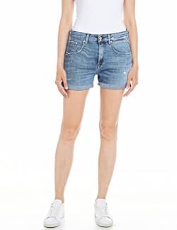 Replay Damen Jeans Shorts Anyta Baggy-Fit mit Stretch, Blau (Medium Blue 009), W26 von Replay