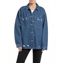 Replay Damen Jeansjacke Lang, Medium Blue 009 (Blau), M von Replay