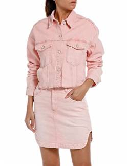Replay Damen Jeansjacke aus Komfort Denim, Blush Pink 166 (Rosa), M von Replay