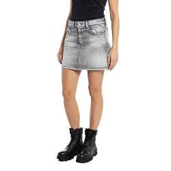 Replay Damen Jeansrock mit Stretch, Grau (Light Grey 095), 28W von Replay