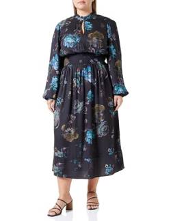 Replay Damen Maxikleid Langarm All Over Print, Dark Brown/Multicolor 010 (Mehrfarbig), L von Replay