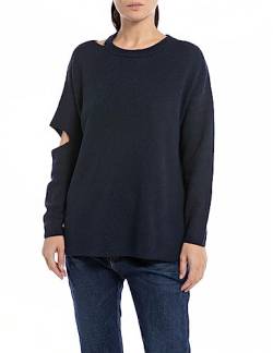 Replay Damen Pullover Baumwoll/Kaschmirmix, Dark Blue 908 (Blau), S von Replay