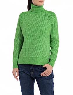 Replay Damen Pullover Rollkragenpullover Recyceltes Material, Bright Green 674 (Grün), L von Replay