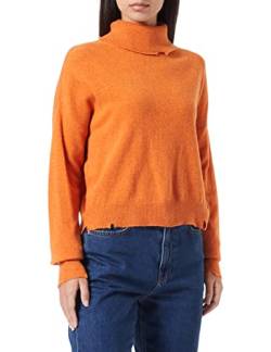 Replay Damen Pullover Rollkragenpullover Wolle, Orange (Orange 443), XXS von Replay