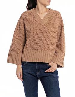 Replay Damen Pullover Strickpullover, Desert 614 (Beige), M von Replay