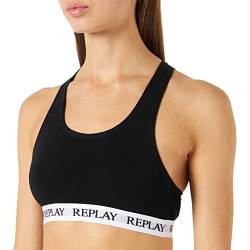 Replay Damen Racerback Sport-BH, Black/White/Black, S von Replay