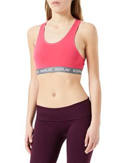 Replay Damen Racerback Sport-BH, Fuxia/Dark Grey/White, XL von Replay