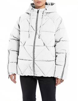 Replay Damen Steppjacke mit Kapuze, Butter White 412 (Weiß), S von Replay