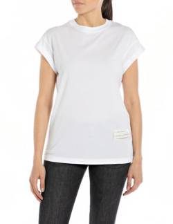 Replay Damen T-Shirt Kurzarm aus Baumwolle, White 001 (Weiß), XS von Replay