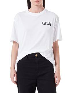 Replay Damen W3623f T-Shirt, 001 White, L von Replay