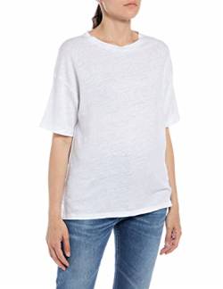 Replay Damen W3786 T-Shirt Westlich, 001 White, S von Replay