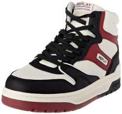 Replay Herren Cupsole Sneaker Gemini Mid Schuhe, Schwarz (Black Tofu Bordo 3265), 43 von Replay