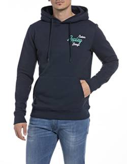 Replay Herren Hoodie mit Kapuze, Blue 085 (Blau), S von Replay