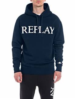 Replay Herren Hoodie mit Kapuze, Blue 085 (Blau), S von Replay