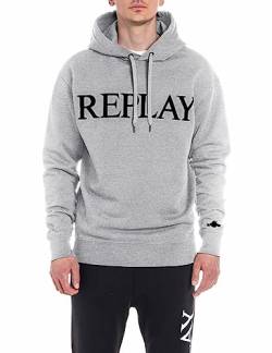 Replay Herren Hoodie mit Kapuze, Melange Grey M08 (Grau), XXL von Replay