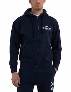 Replay Herren Hoodie mit Reißverschluss, Blue 085 (Blau), S von Replay