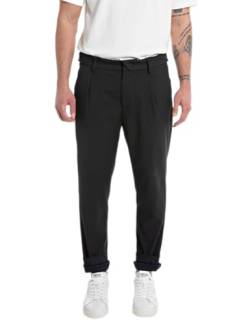 Replay Herren Hose Relaxed-Fit Gestreift mit Stretch, Navy/ Black 020 (Mehrfarbig), 33W / 32L von Replay