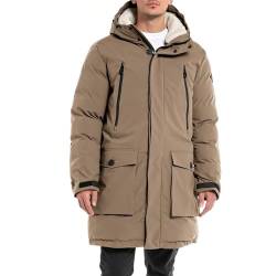 Replay Herren Jacke Parka mit Kapuze, Earth 557 (Braun), XS von Replay