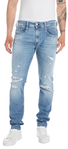 Replay Herren Jeans Anbass Slim-Fit Bio, Light Blue 010-2 (Blau), 32W / 34L von Replay