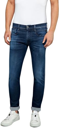 Replay Herren Jeans Anbass Slim-Fit Hyperflex Cloud mit Stretch, Dark Blue 007 (Blau), 29W / 32L von Replay