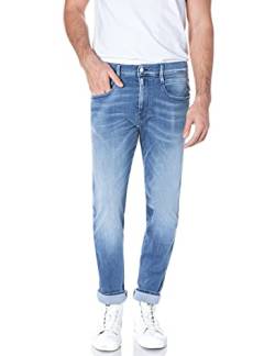 Replay Herren Jeans Anbass Slim-Fit Hyperflex White Shades mit Stretch, Blau (Light Blue 010), 28W / 30L von Replay