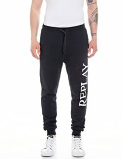 Replay Herren Jogginghose mit Tunnelzug, Schwarz (Black 098), XL von Replay