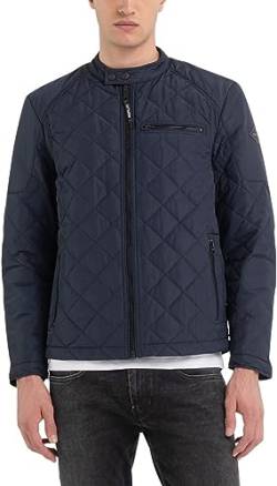 Replay Herren Steppjacke Übergangsjacke ohne Kapuze, Blue 086 (Blau), S von Replay