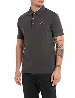 Replay Herren Poloshirt Kurzarm aus Baumwolle, Blackboard 099 (Schwarz), XL von Replay