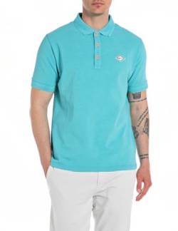 Replay Herren Poloshirt Kurzarm aus Baumwolle, Türkis (Maui Azure 384), M von Replay