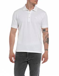 Replay Herren Poloshirt Kurzarm aus Baumwolle, Off White 801 (Weiß), XL von Replay