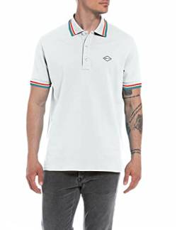 Replay Herren Poloshirt Kurzarm mit Stretch, Off White 801 (Weiß), L von Replay