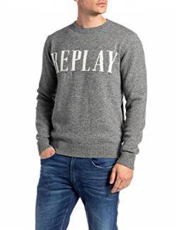 Replay Herren Pullover Aged Wollmix, Grau (Iron Melange M08), XL von Replay