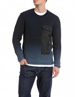 Replay Herren Pullover Baumwolle, Blau (Degradè Dark Navy 030), XL von Replay