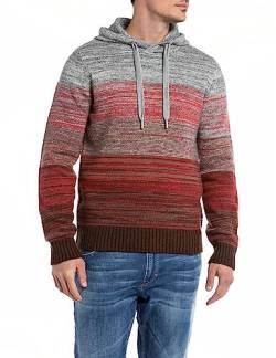 Replay Herren Pullover Wolle mit Kapuze, Mehrfarbig (Striped Multicolours 010), L von Replay