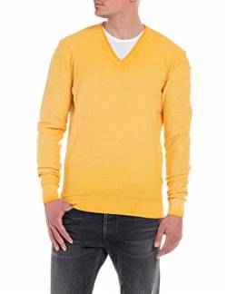 Replay Herren Strickpullover mit V-Ausschnitt, Light Orange 796 (Orange), M von Replay