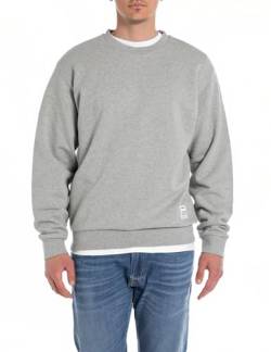 Replay Herren Sweatshirt aus Baumwolle, Light Grey Melange M08 (Grau), M von Replay