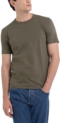 Replay Herren T-Shirt Kurzarm Rundhalsausschnitt Basic, Dark Olive 928 (Grün), XL von Replay