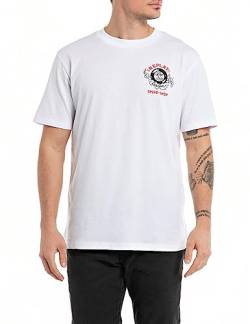 Replay Herren T-Shirt Kurzarm Rundhalsausschnitt Speedshop, White 001 (Weiß), 3XL von Replay