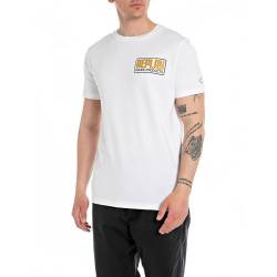 Replay Herren T-Shirt Kurzarm aus Baumwolle, Weiß (White 001), XL von Replay