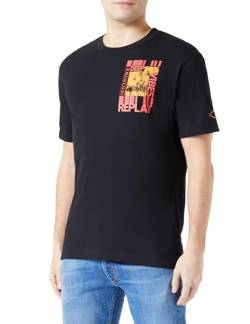 Replay Herren T-Shirt Kurzarm aus Baumwolle, Black 098 (Schwarz), M von Replay