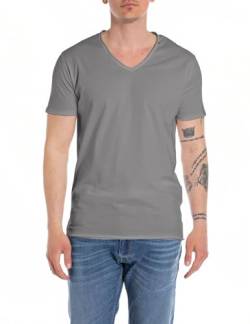 Replay Herren T-Shirt Kurzarm mit V-Ausschnitt, Titanium 622 (Grau), S von Replay