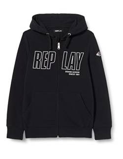 Replay Jungen Hoodie mit Reißverschluss, Schwarz (Black 098), 10 Jahre von Replay