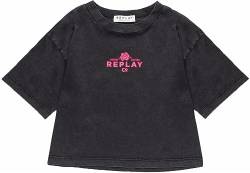 Replay Mädchen T-Shirt Kurzarm Baumwolle Logo, Schwarz (Black 098), 12 Jahre von Replay